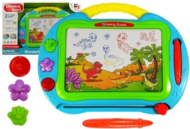 Grande ardoise magnétique turquoise avec tampons