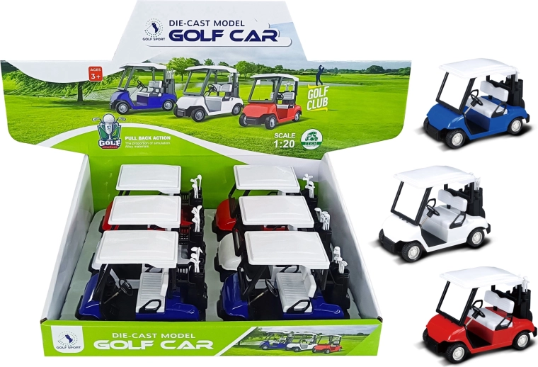 Modèle en métal de voiturette de golf 1:20 à rétrofriction (assortiment de couleurs)
