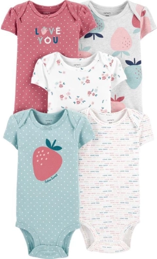 Bodies Carter’s à manches courtes Strawberry pour filles, lot de 5, PRE/taille 46