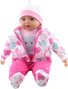 Bébé fille avec petit éléphant 50 cm