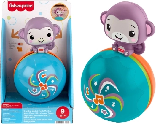 Fisher-Price singe violet avec balle pour encourager le quatre-pattes