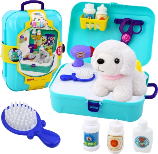 salon de beauté pour animaux pour enfants en valisette et sac à dos PET CARE, 16 pièces
