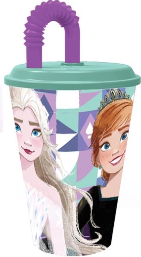 Gobelet avec paille La Reine des Neiges 430 ml plastique