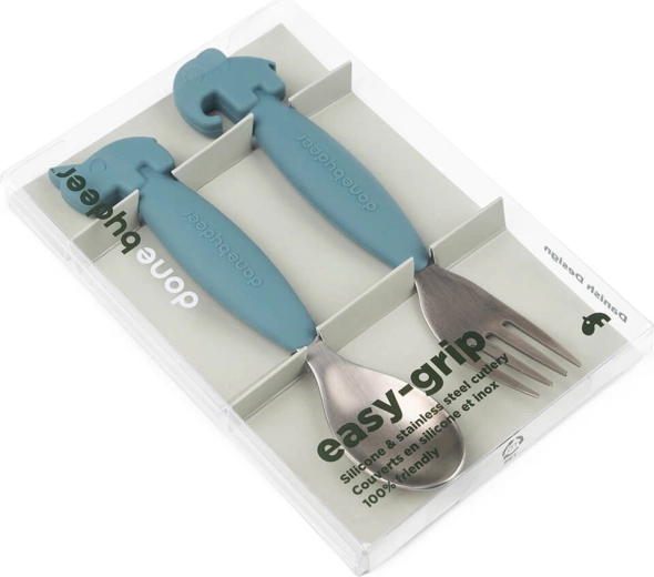Done by Deer set de couverts pour enfants Easy-grip Deer friends bleu
