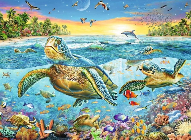 Ravensburger puzzle Nage avec des tortues de mer 100 pièces