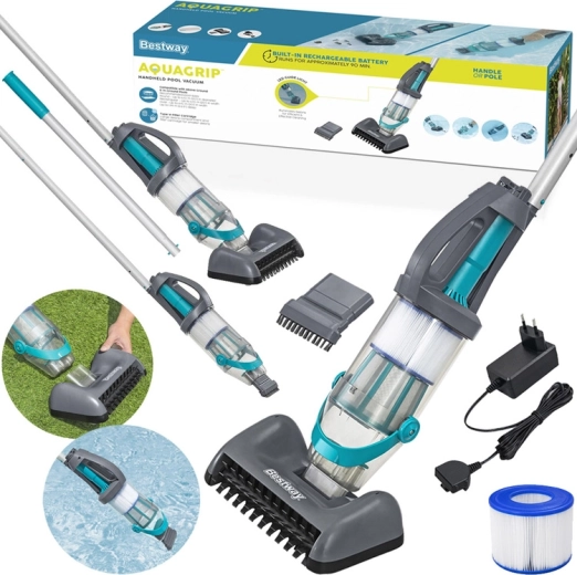 Aspirateur de piscine manuel sans fil BESTWAY AquaGrip avec 2 têtes