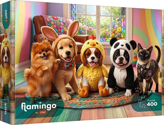 Puzzle Trefl Flamingo : costumes pour chiots 400 pièces