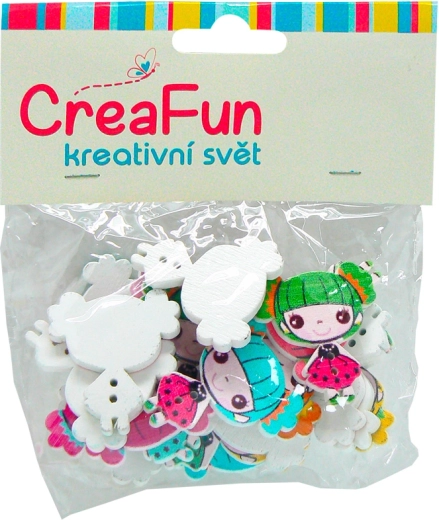 Boutons en bois motif fille, lot de 20 pièces (2,7 × 3 cm)