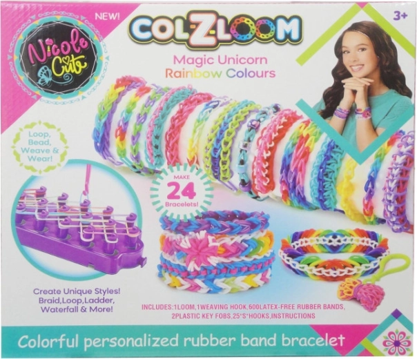 Set de mini-élastiques colorés avec métier à tisser pour bracelets