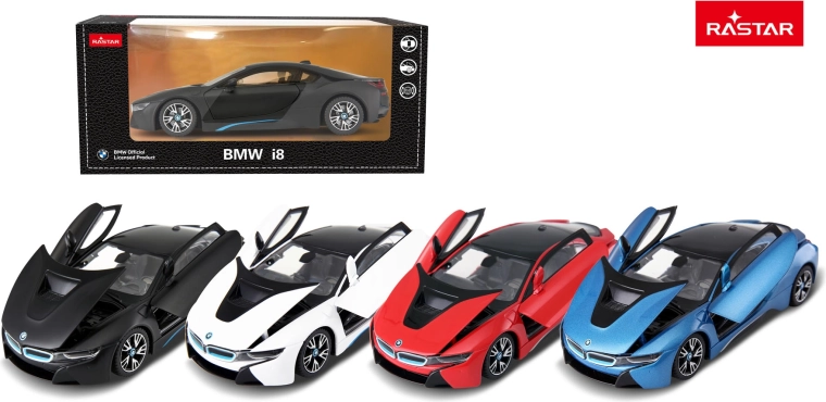 Modèle de voiture en métal Rastar BMW i8 1:24 bleu