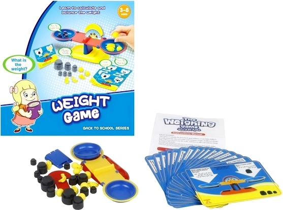 Jeu d’équilibre logique avec balances et 42 pièces