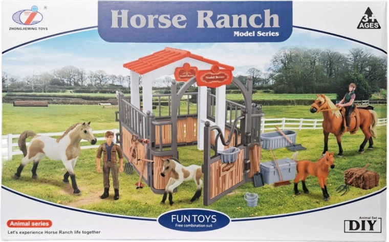 Ensemble agricole avec écurie et enclos pour chevaux