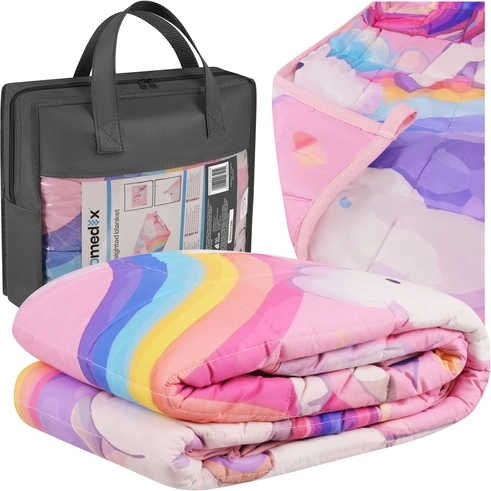 Couverture lestée pour enfants Isomedix 3 kg 100 × 150 cm rose avec des licornes