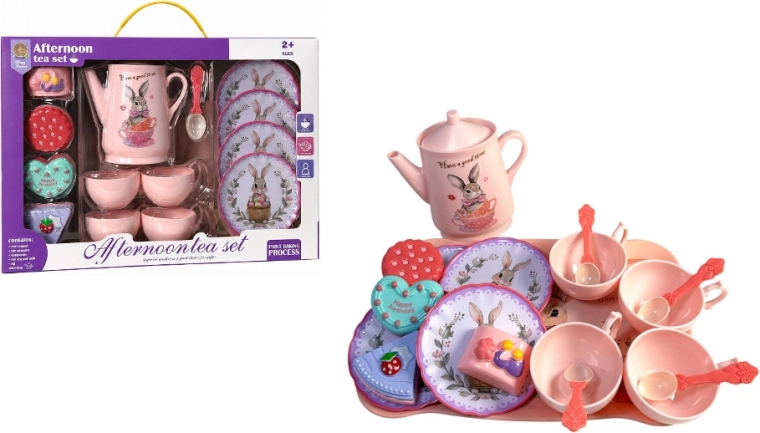 Service à thé pour enfants avec motif lapin – 14 pièces