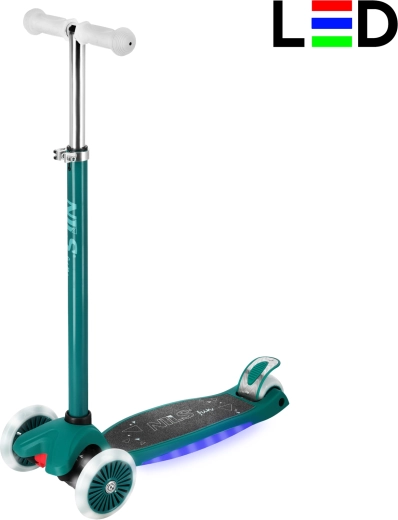 Trottinette enfant à trois roues avec LED NILS Fun HLB1310 – vert