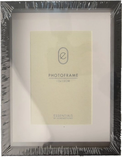 Cadre photo en bois noir 17 × 22 cm avec passe-partout pour photo 10 × 15 cm