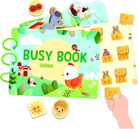 Janod Ferme Busy Book, livre interactif avec activités et alphabet