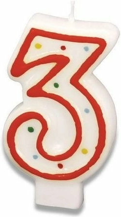 Bougie d'anniversaire chiffre 3, 7,3 cm