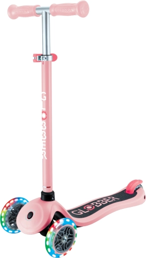 Globber Trottinette enfant à trois roues Primo Lights V2 Pastel Pink avec roues lumineuses