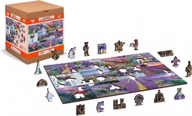 Puzzle en bois WOODEN CITY France à la lavande 2-en-1, 300 pièces