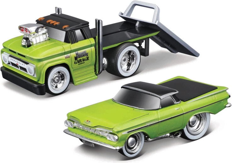 Maisto Muscle Transports Chevrolet C60 plateau 1966 avec Chevrolet El Camino 1:64
