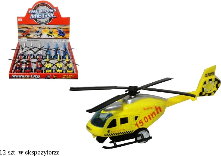 Hélicoptère de secours métal‑plastique à friction (pull‑back)