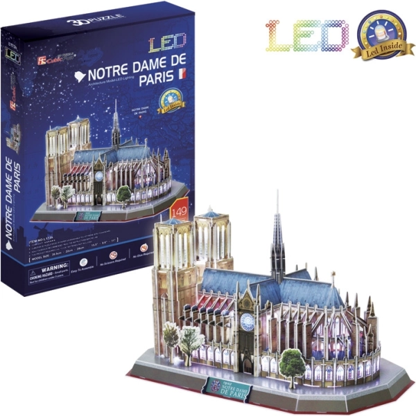 Puzzle 3D lumineux Cathédrale Notre‑Dame 149 pièces