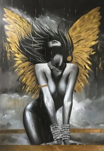 Norimpex peinture diamant Dame aux ailes dorées 30 × 40 cm