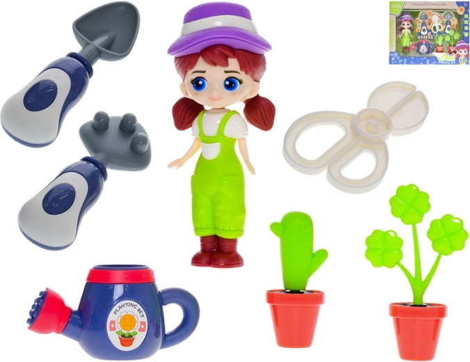 Poupée jardinière 15 cm avec accessoires