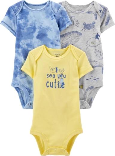Body bébé Carter’s à col croisé manches courtes Blue Ocean, 3 pièces, taille 56 (NB)
