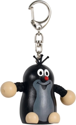 Porte-clés en bois La Petite Taupe avec mousqueton 9 cm