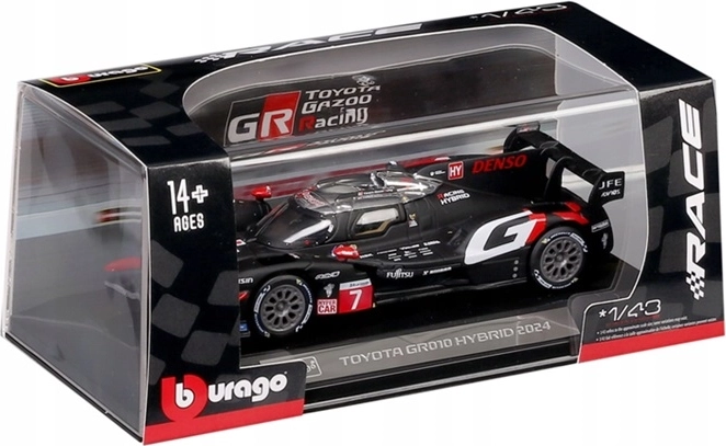 Modèle de voiture Bburago Toyota GR010 Hybrid #7 1:43 noir - 1 pièce