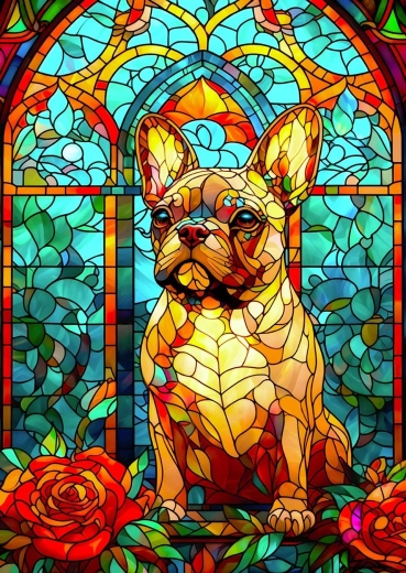 Puzzle ENJOY vitrail avec bouledogue français 1000 pièces