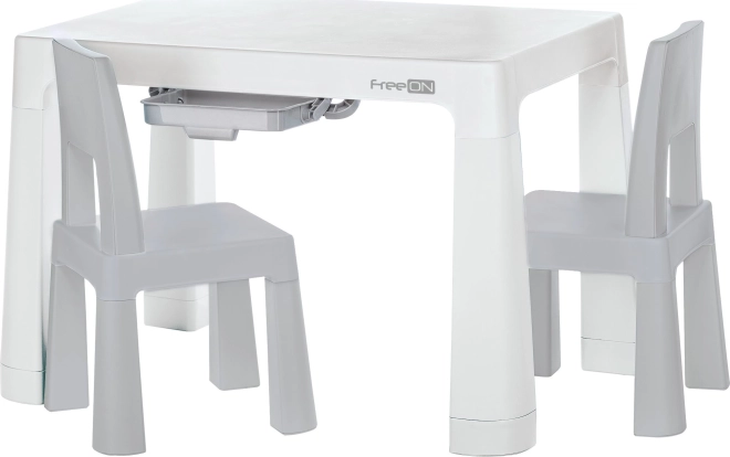 Table enfant en plastique avec chaises Neo – blanc/gris