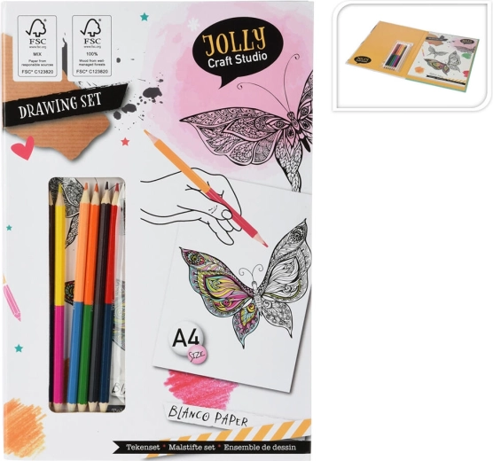 Lot de coloriages A4 avec crayons de couleur bicolores