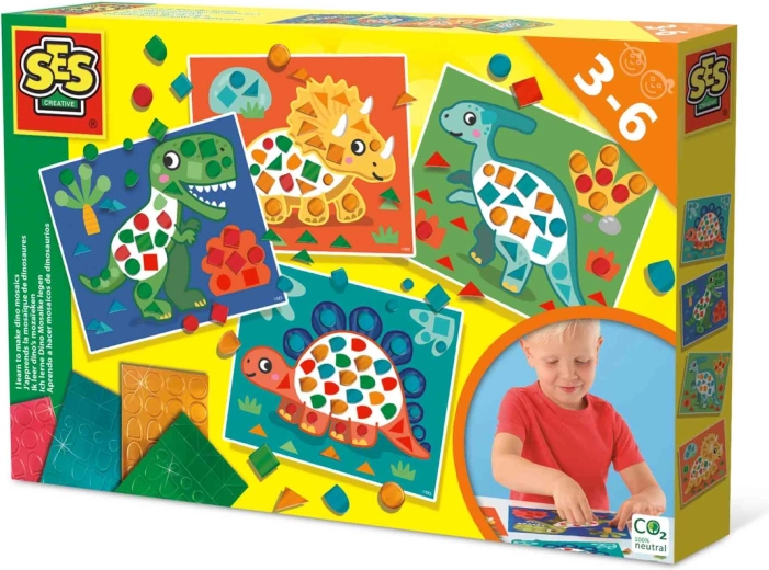 Set de mosaïques créatives SES avec des dinosaures pour les tout-petits