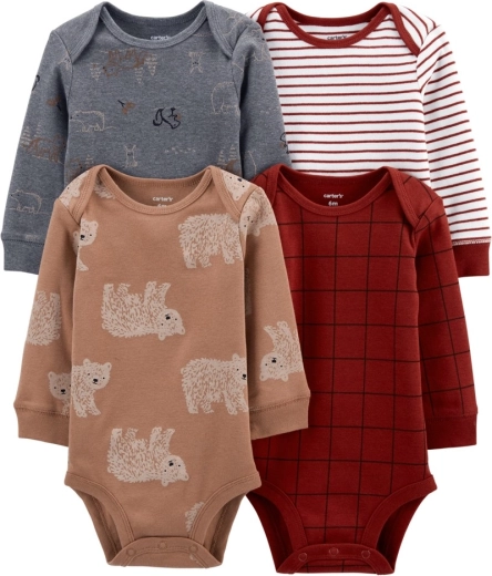 Body Carter’s à manches longues pour garçon, motif ourson, lot de 4 (taille 56)