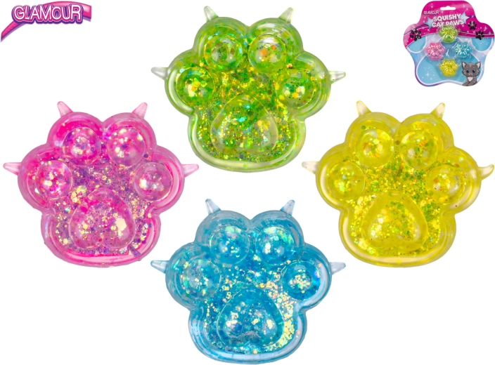 Glamour mini élastiques stretch pour cheveux avec motif patte de chat Sugar (4 pcs)