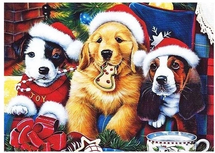 Norimpex peinture diamant Chiots à Noël 30 × 40 cm