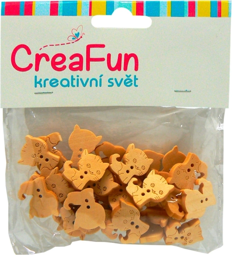 Boutons en bois motif chat, 30 pièces (16 × 21 mm)