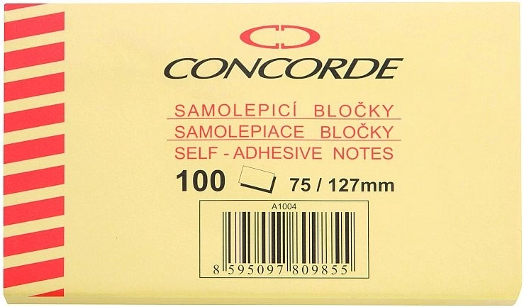 Bloc-notes autocollant jaune 75 × 127 mm, 100 feuilles