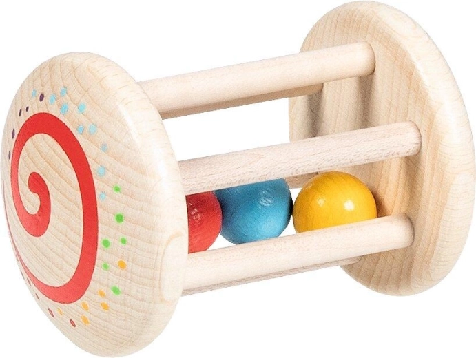 Anneaux tactiles en bois arc-en-ciel avec hochet - 1 pièce