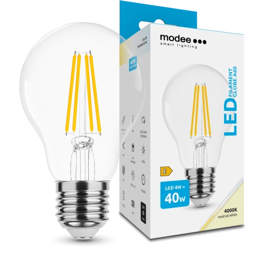 Modee Smart Lighting Ampoule LED à filament Globe E27 4 W blanc neutre