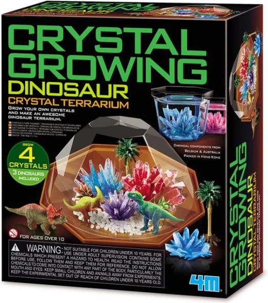 Terrarium de dinosaures avec cristaux