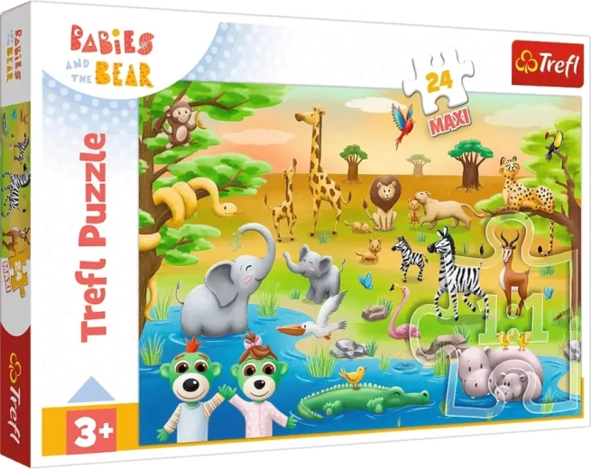 Puzzle Trefl maxi 24 pièces – BOBAŠKI ET OURSON avec des animaux