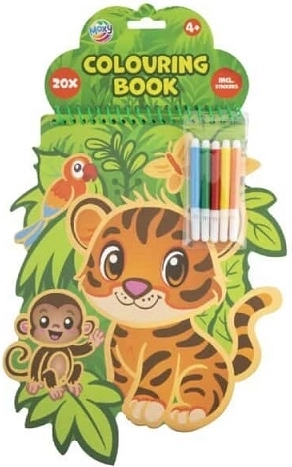 Coloriages en forme de petit tigre avec autocollants et feutres (20 feuilles)