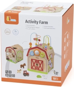 Cube de jeu en bois avec activités – ferme