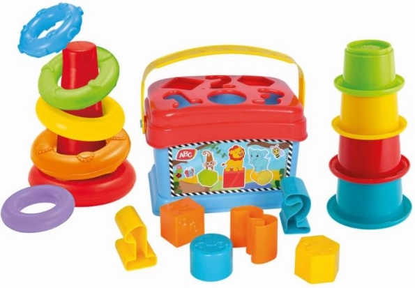 Ensemble de jeu 3 en 1 - boîtes d'encastrement, pyramide et gobelets