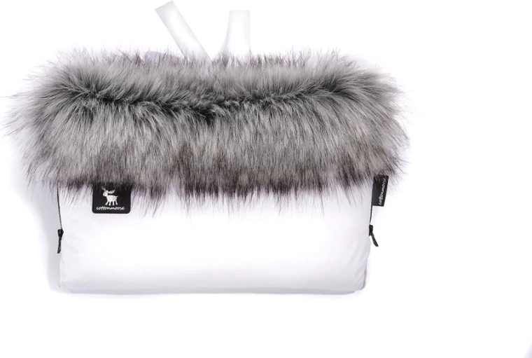 Manchon de poussette avec fourrure COTTONMOOSE – blanc