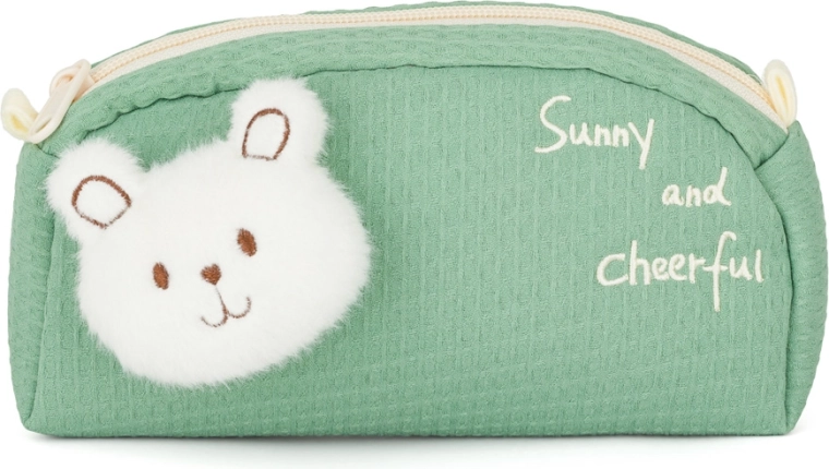 Trousse enfant en peluche ours vert